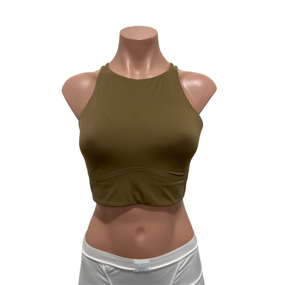 Lululemon Like A Cloud Women 10 Brown High Neck Longline Classic Strappy Back